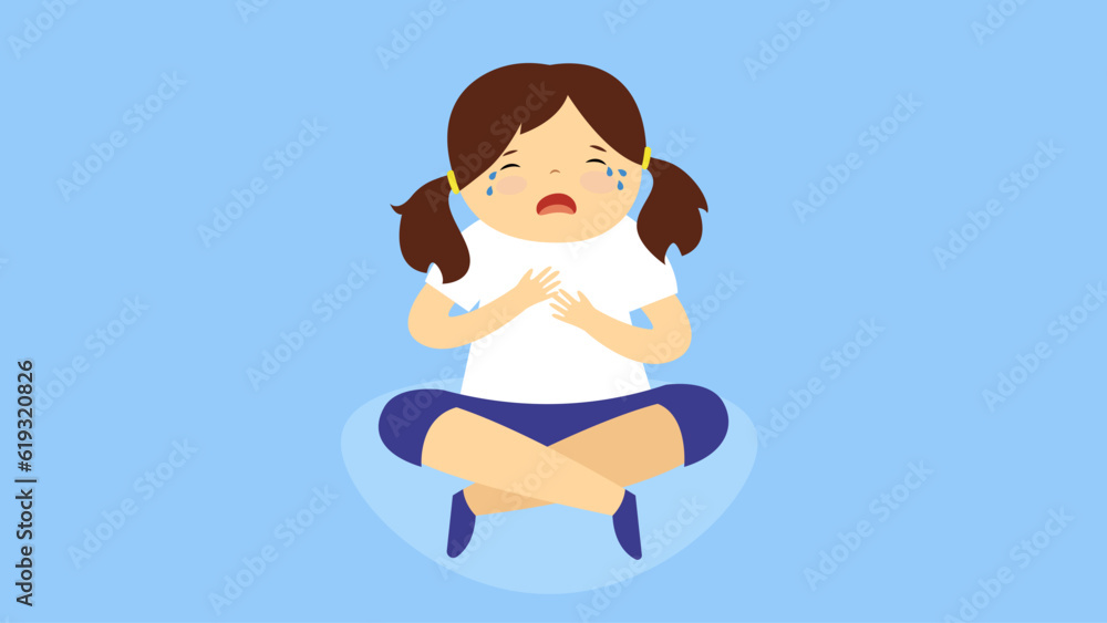 Crying Little Girl Crying and Sitting on the Floor Vector Illustration Crying Little Girl Crying and Sitting on the Floor Vector Illustration