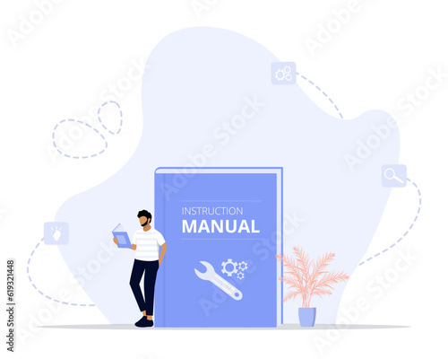 Instruction manual concept illustration. Suitable for landing page  ui  web  App intro card  editorial  flyer   and banner.