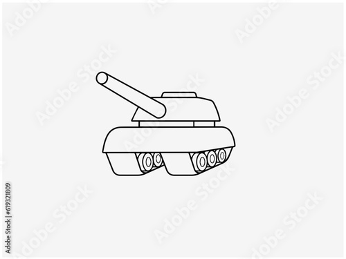 Tank isolated on white background. Vector Military machine. Tank logotype. Black and white tank icon.