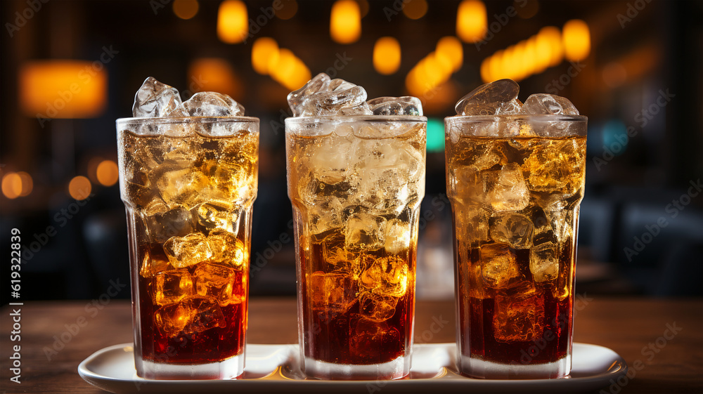Liquid Luxury: Iced Cola Glass at Bar, Essential Addition to Modern Menu Selections