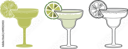 Alcohol drinks line art illustration. Vector illustration Margarita cocktail
