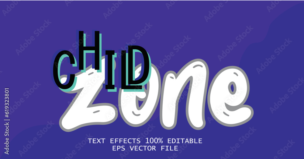 child zone effect text, editable