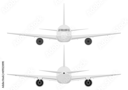正面から見た飛行機と後ろから見た飛行機