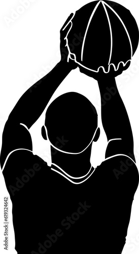 Dazzling Basketball Throw Back Side View Silhouettes - Striking Image, Back Side View Silhouettes of Basketball Player, Dynamic Basketball Throw, Epic Basketball Shot