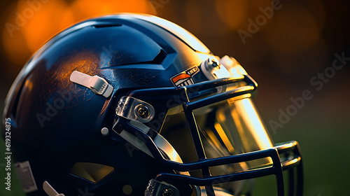 American football helmet on Football Field,stadium background ,Generative AI © rorozoa