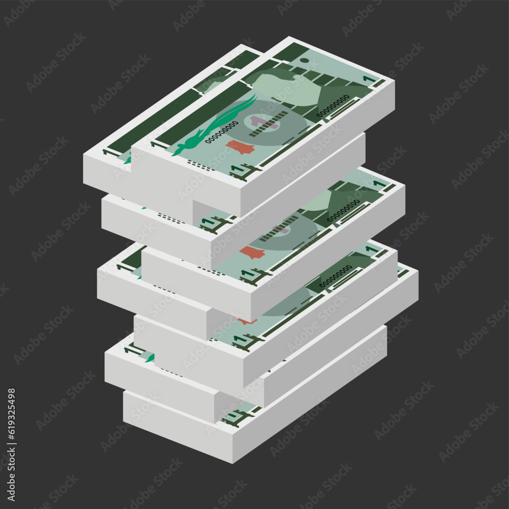 Fototapeta premium Guatemalan Quetzal Vector Illustration. Guatemala money set bundle banknotes. Paper money 1 GTQ. Flat style. Isolated on white background. Simple minimal design.