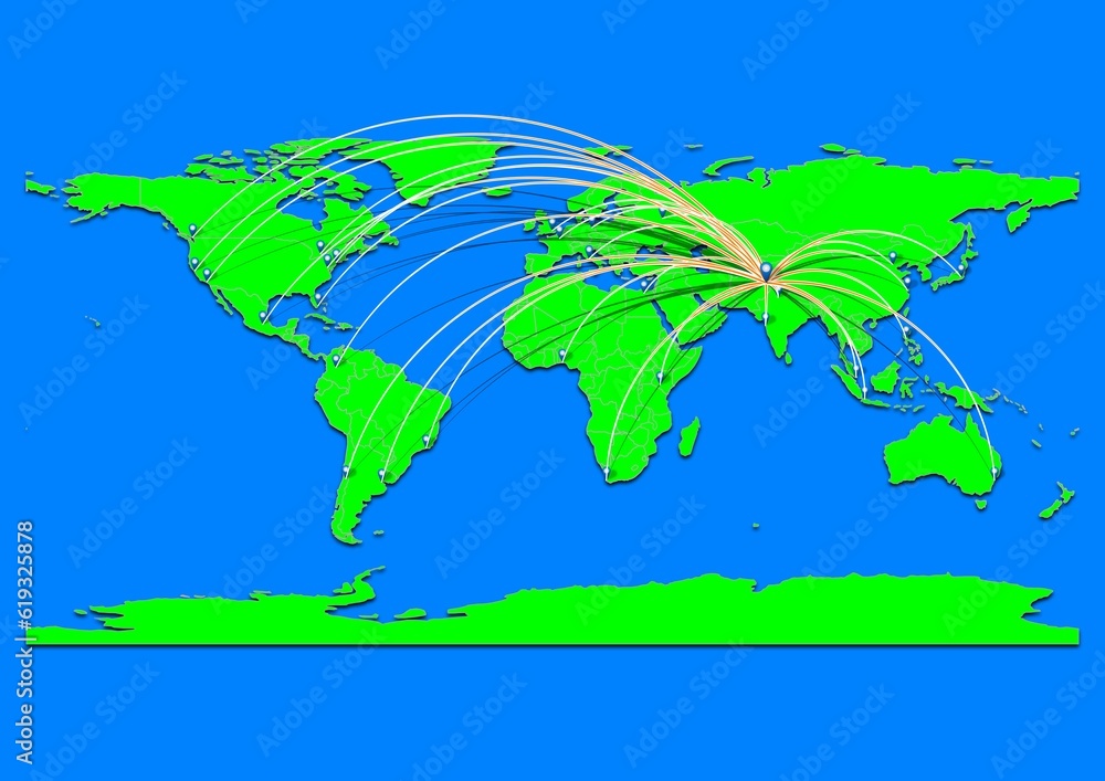 Naklejka premium Vibrant Islamabad, Pakistan map - Export concept map for Islamabad, Pakistan on World map. Suitable for export concepts. File is suitable for digital editing and prints of all sizes.