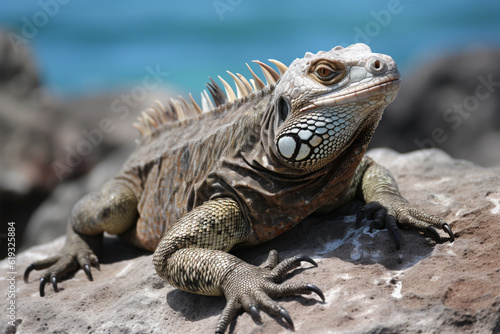 Generative AI. an iguana on a rock