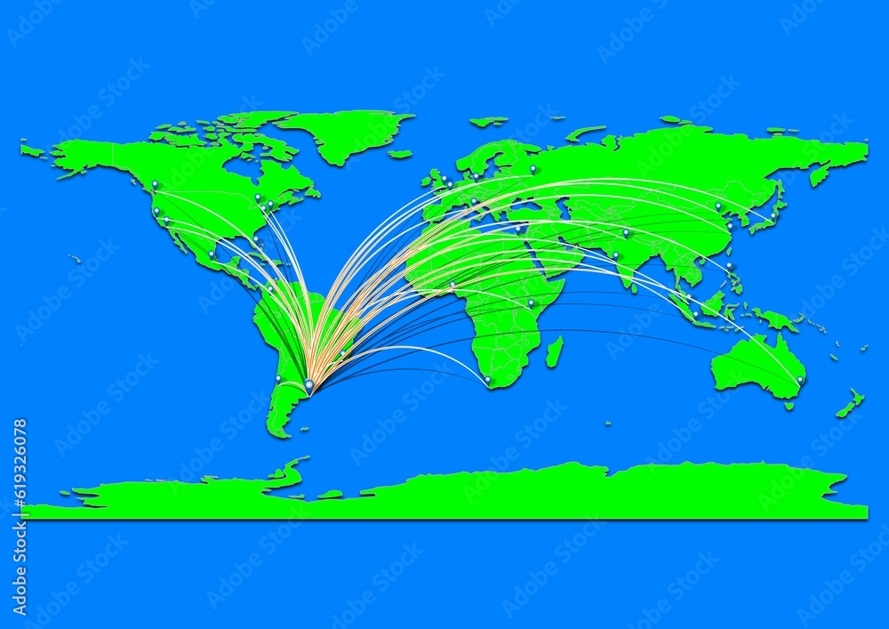 Naklejka premium Vibrant Mar del Plata, Argentina map - Export concept map for Mar del Plata, Argentina on World map. Suitable for export concepts. File is suitable for digital editing and prints of all sizes.