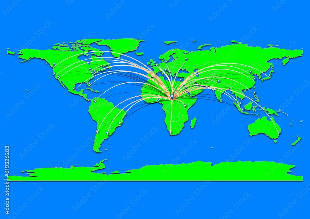 Naklejka premium Vibrant N'Délé, Central African Republic map - Export concept map for N'Délé, Central African Republic on World map. Suitable for export concepts.