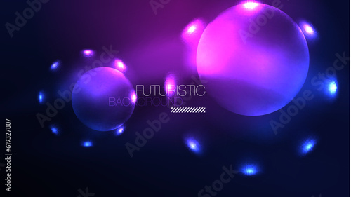 Circles with bright neon shiny light effects, abstract background wallpaper design