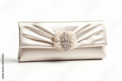 Beautiful female clutch bag isolated on white background
