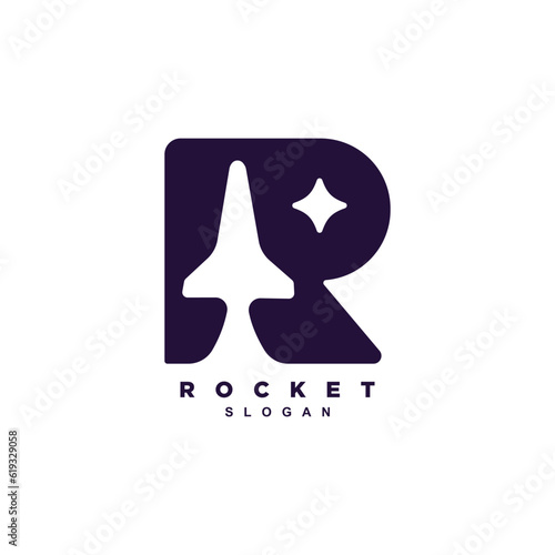 Creative letter R rocket launch logo design for your brand or business
