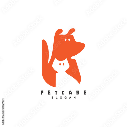 Creative cute negative space pet logo design. Dog and cat logo for your brand or business