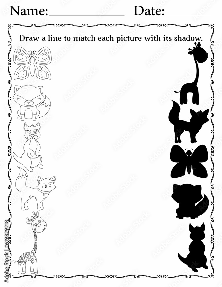 Printable Matching Activity Sheet For Kids Matching Activity