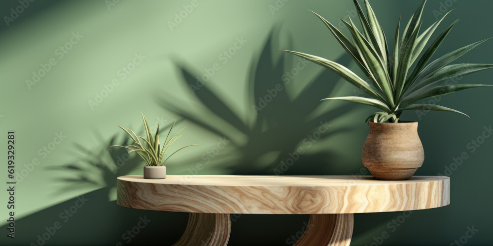 Beautiful, natural shape, and matte green wall for luxury organic