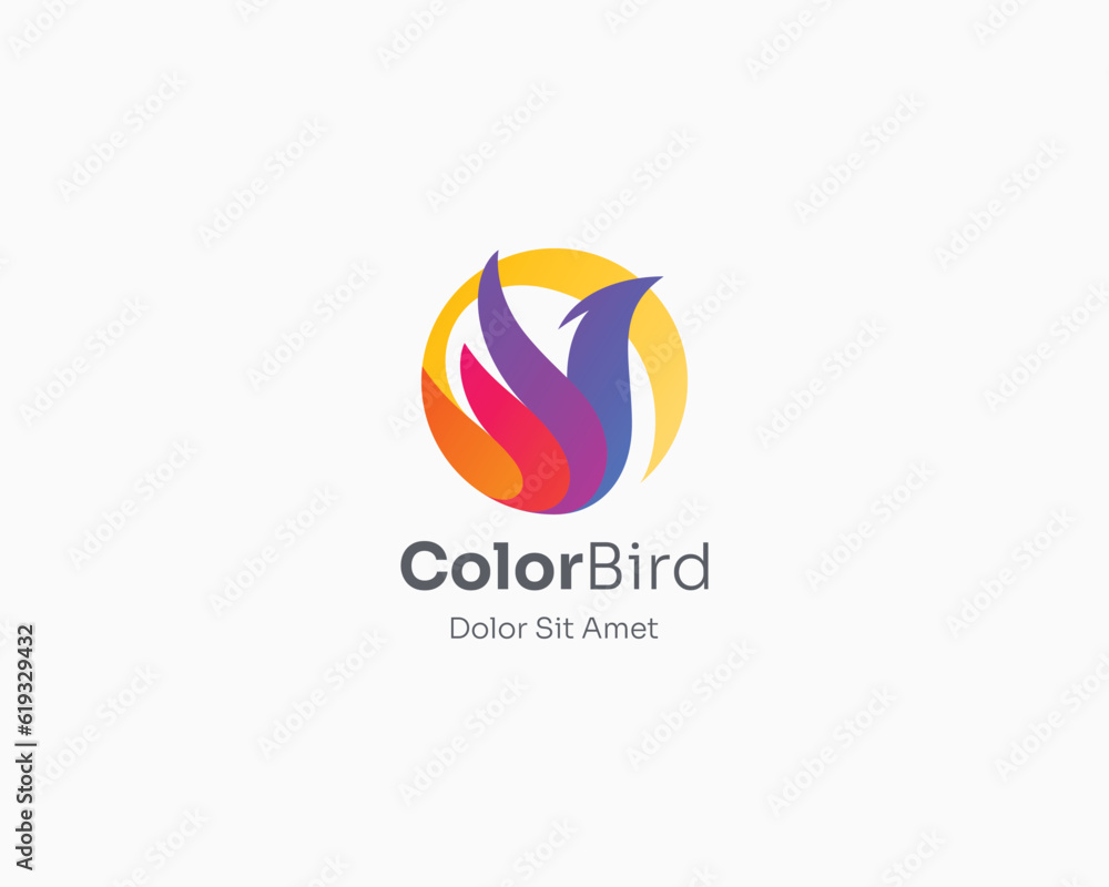 Creative colorful flying bird logo gradient Creative colorful flying bird logo gradient