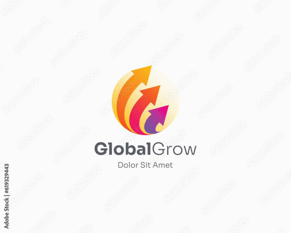 Creative colorful growing up business arrow logo gradient Creative colorful growing up business arrow logo gradient