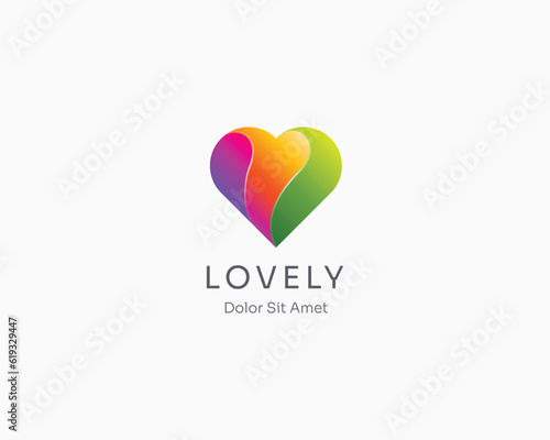 Creative colorful heart love logo gradient