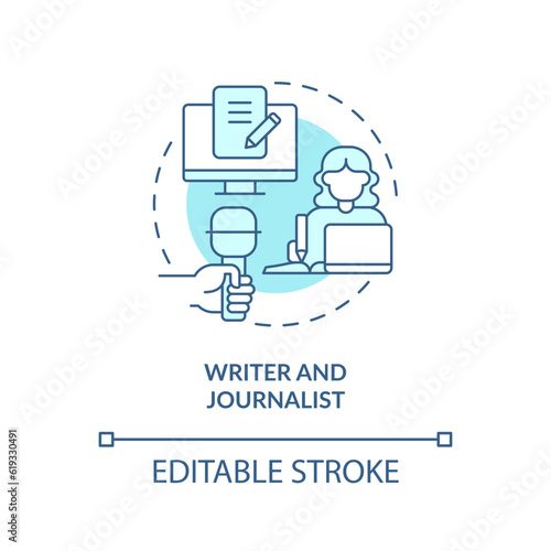 Wallpaper Mural Writer and journalist turquoise concept icon. Online blog. Internet media. Earn online. Freelance work. Content creation abstract idea thin line illustration. Isolated outline drawing. Editable stroke Torontodigital.ca