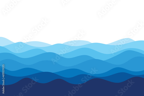 Blue curves and ocean waves range from flat design styles