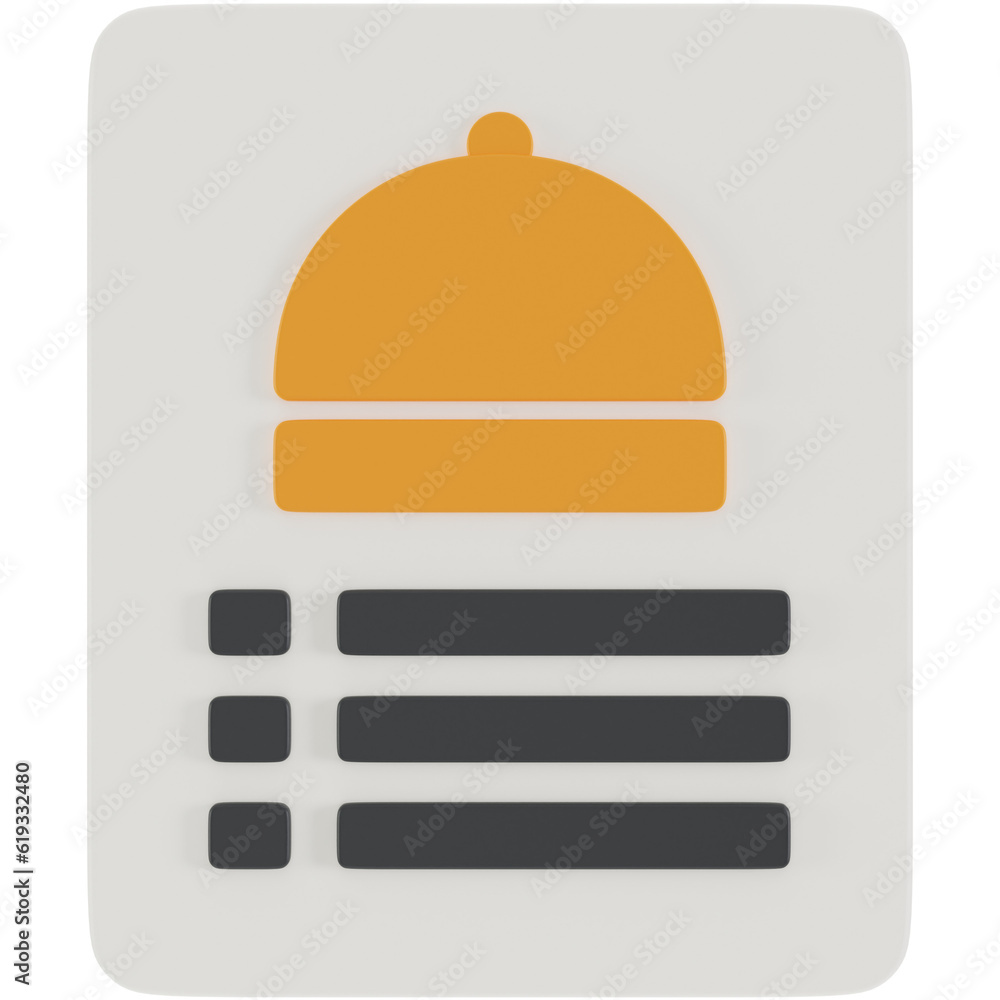 Food Order List 3D Icon Food Order List 3D Icon