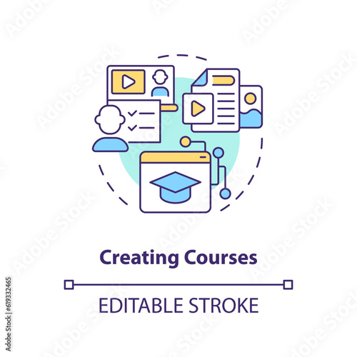 2D multicolor icon representing creating courses, isolated vector illustration of innovation in education.