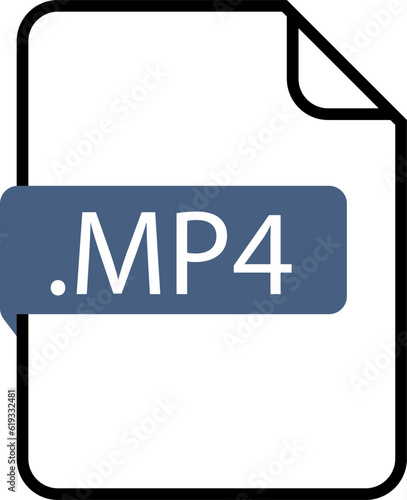 mp4 File format icon. Format for texts, images, vector images, videos - pdf, doc, jpg, xls, zip. File download symbols. Document types in flat style. Vector illustration