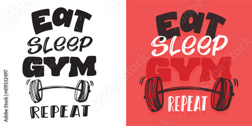Cute hand drawn doodle lettering postcard about gym. T-shirt design, mug print, tee design, lettering art.