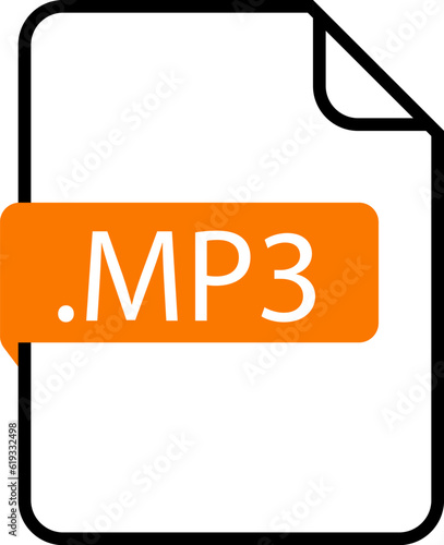 mp3 File format icon. Format for texts, images, vector images, videos - pdf, doc, jpg, xls, zip. File download symbols. Document types in flat style. Vector illustration