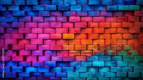 Modern colorful style bricks background   backdrop   wallpaper   neon color wall Generative AI