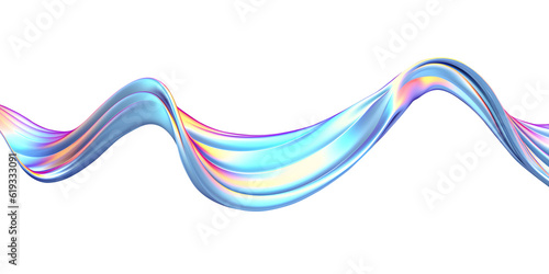 3d rendering multicolored flowing abstract iridescent shape. Generative ai