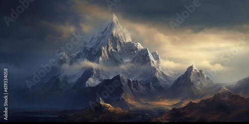Mountains with peaks and valleys. AI Generated