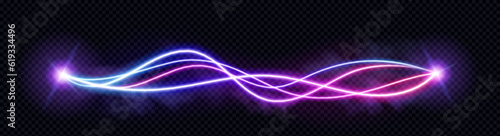 Neon audio voice frequency wave and abstract sound light vector background. Radio pulse effect curve design. Volume music track line vibrant motion illustration. Electronic record led graph chart