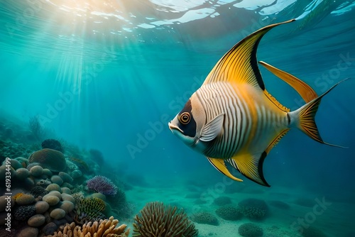 queen angel fish in the sea generated AI © Izhar