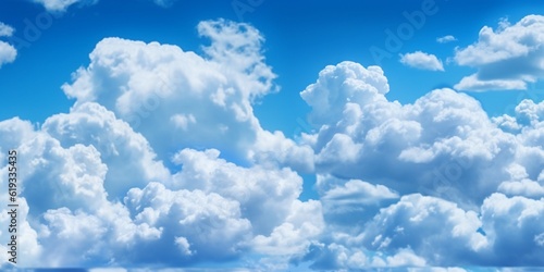 Clouds and blue sky copy space background. AI Generated