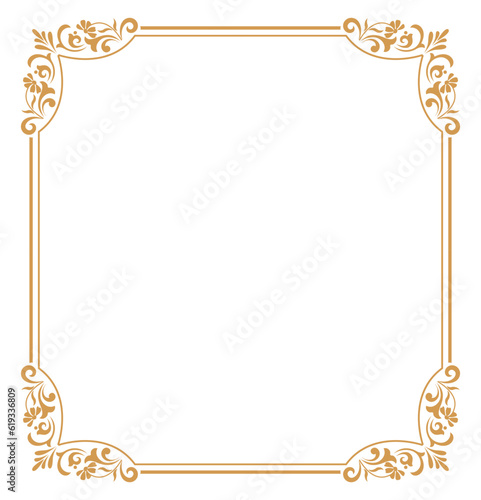 Decorative frame Elegant vector element for design in Eastern style, place for text. Floral golden and white border. Lace illustration for invitations and greeting cards.