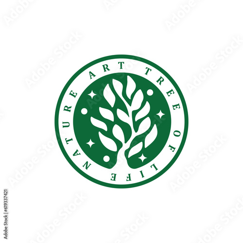 Natural tree of life logotype design badge
