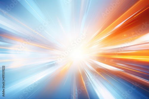 abstract background of light orange and blue beams explosion
