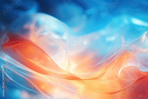 abstract orange and blue swirling fluids with motion