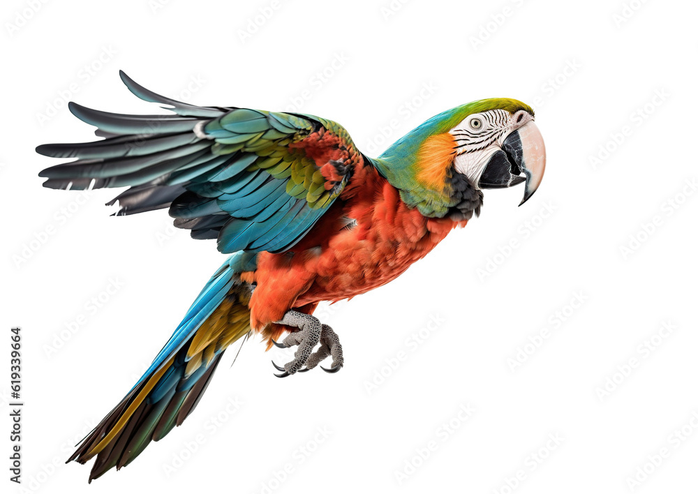 Fototapeta premium macaw flying with its wings spread
