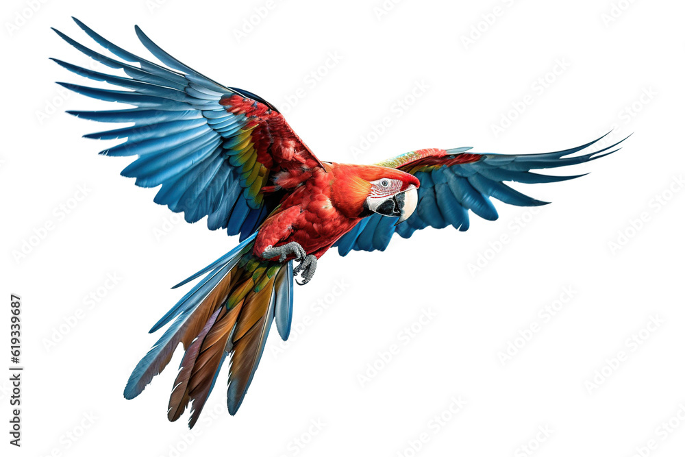 Fototapeta premium macaw flying with its wings spread