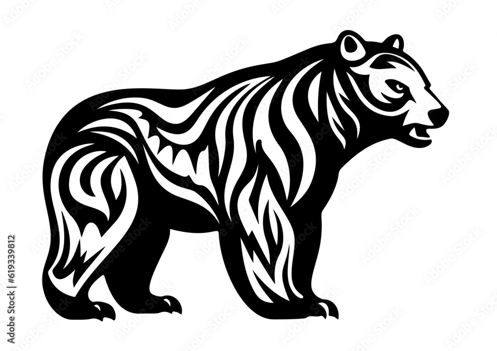 Fototapeta premium Bär als Tribal Tattoo Kunst