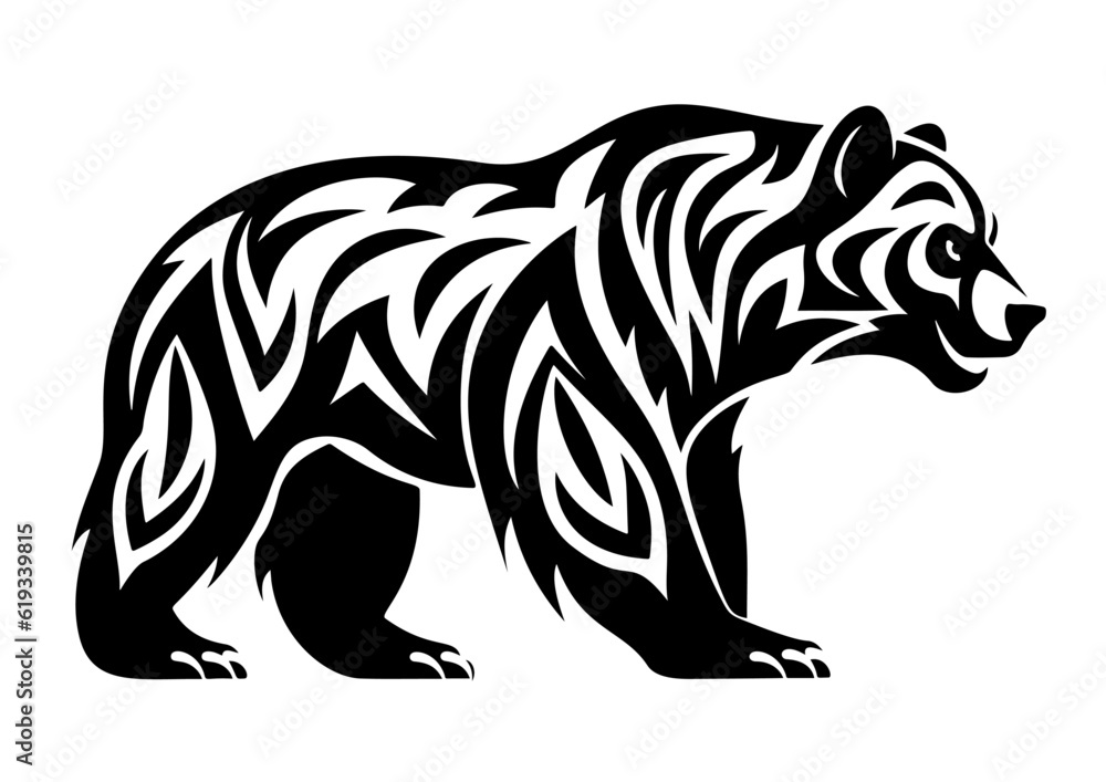 Fototapeta premium Bär als Tribal Tattoo Kunst