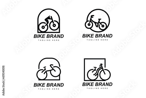 Bike Logo. Bicycle Sport Branch Vector, Simple Minimalist Transportation Design, Template, Silhouette