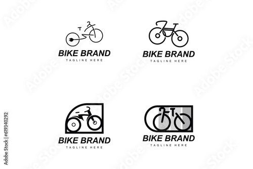 Bike Logo. Bicycle Sport Branch Vector, Simple Minimalist Transportation Design, Template, Silhouette