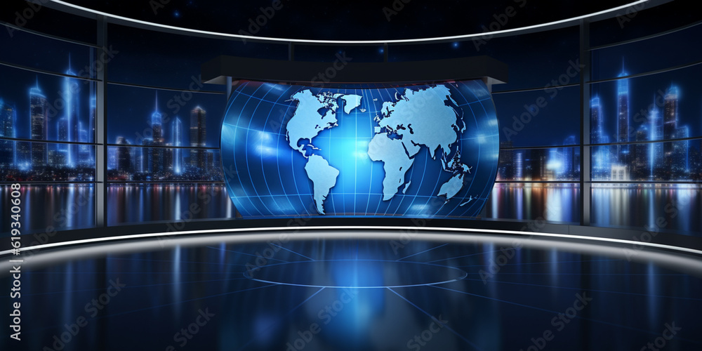 3D World News Background, digital world breaking news Studio Background