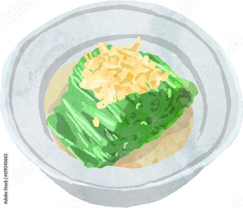 お浸しの水彩ベクターイラスト