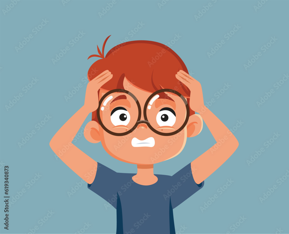 Desperate Little Boy Feeling Stressed and Exasperated Vector Illustration. Stressed schoolboy feeling anxious and overwhelmed
Desperate Little Boy Feeling Stressed and Exasperated Vector Illustration. Stressed schoolboy feeling anxious and overwhelmed