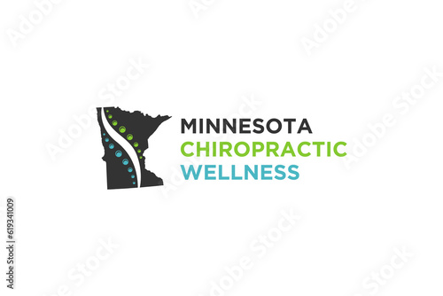 Minnesota chiropractic logo design icon symbol map outline of minnesota wellness